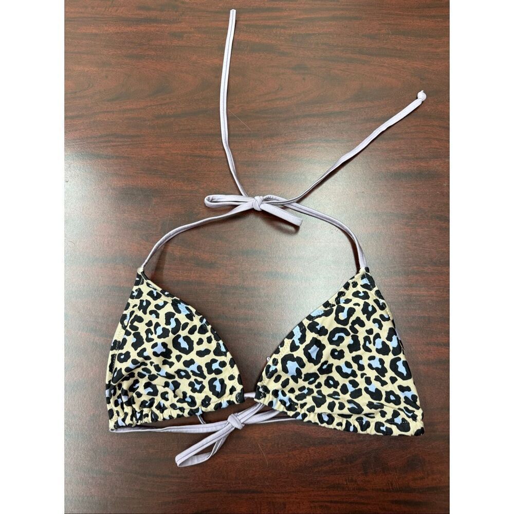 Love & Sports Leopard Print Tie Bikini Top Size Large (10-12)